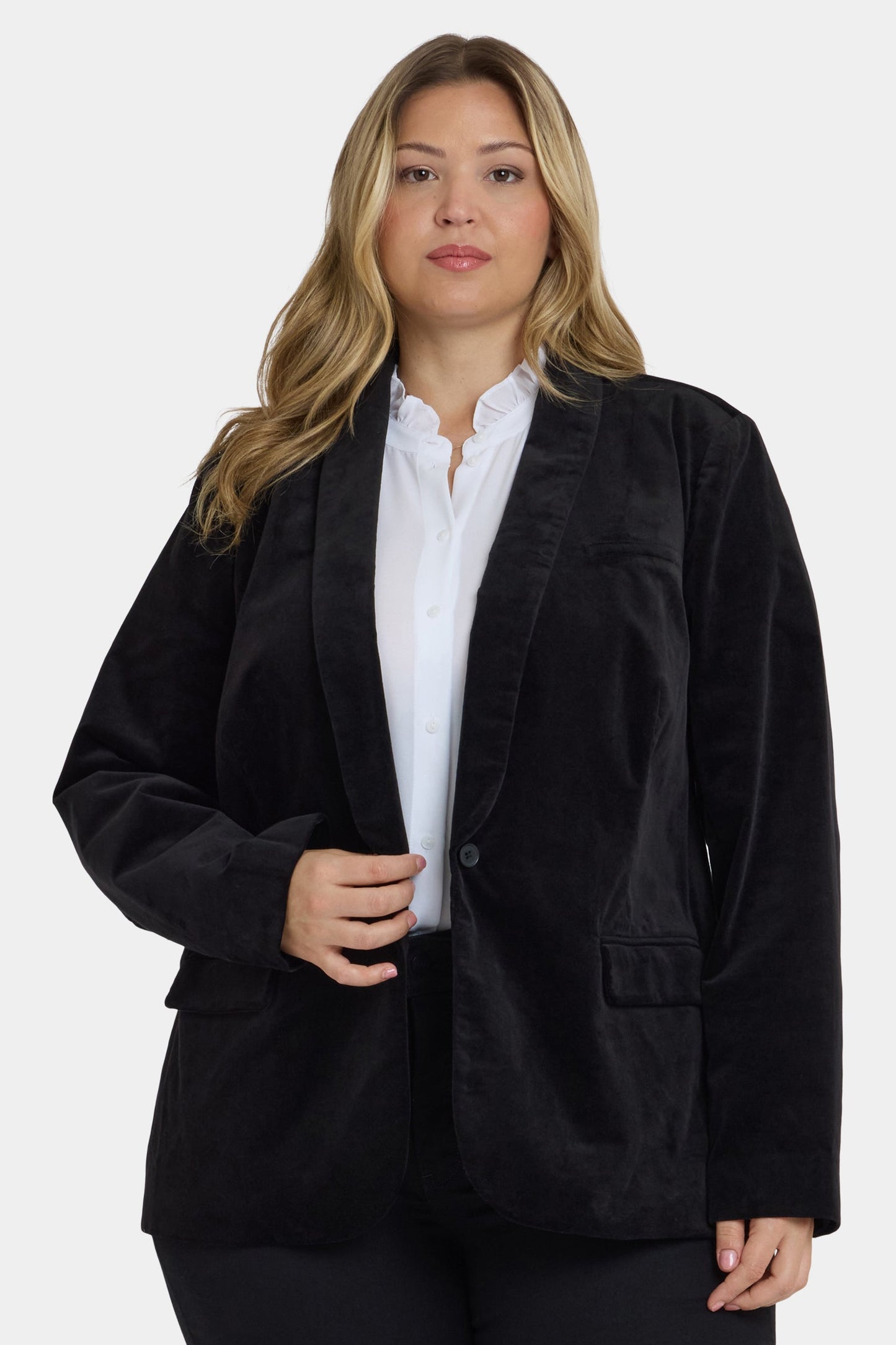 Tuxedo Jacket In Plus Size - Black