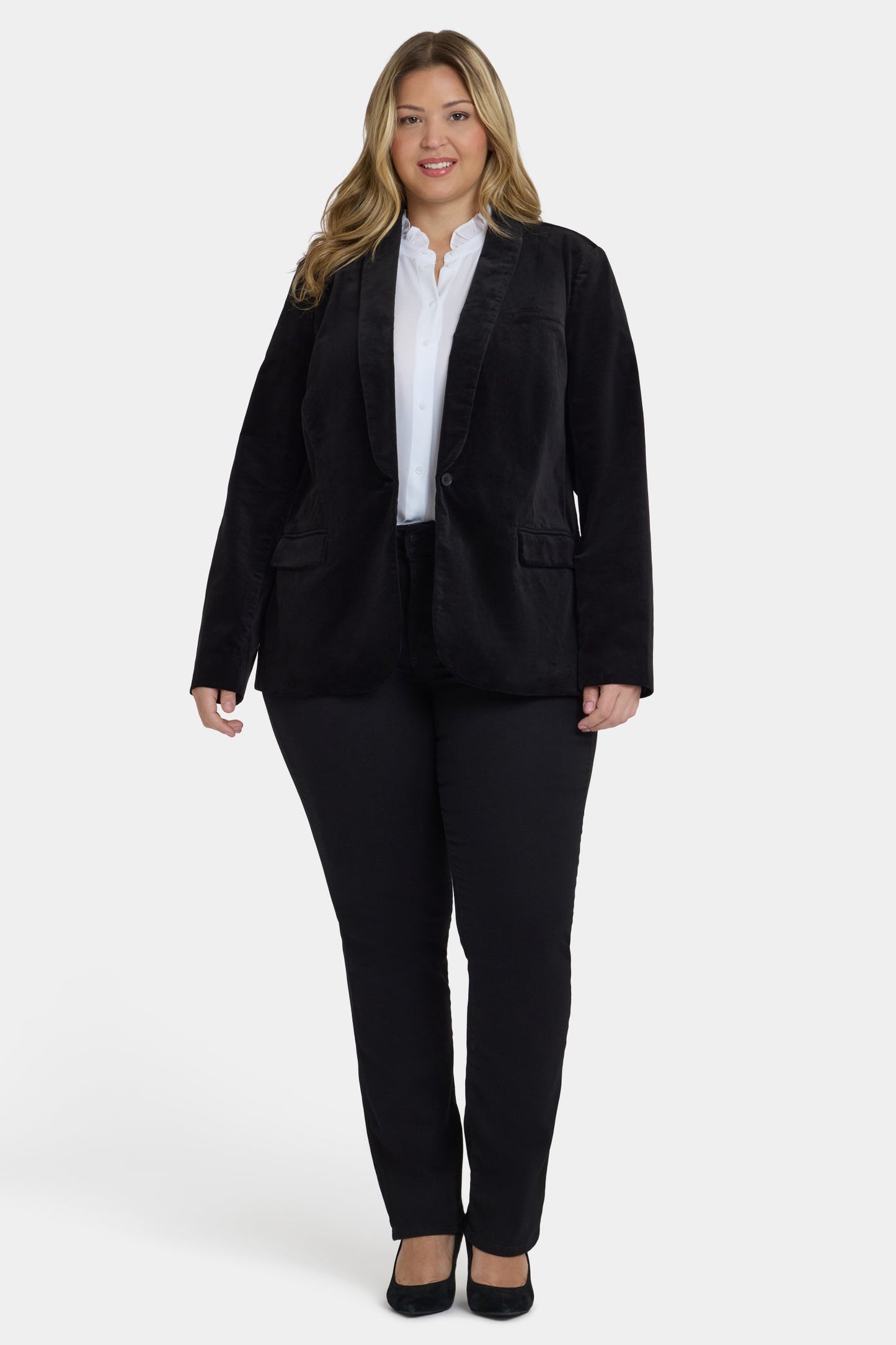 Tuxedo Jacket In Plus Size - Black