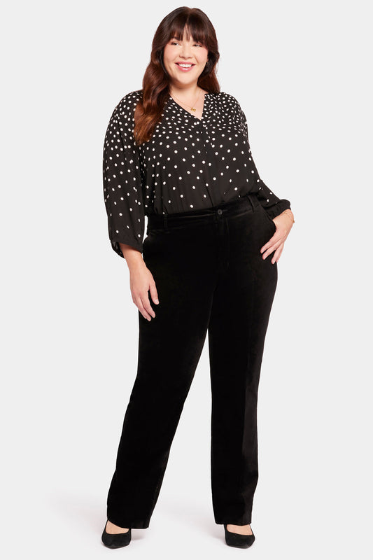 Straight Leg Trouser Pants In Plus Size - Black