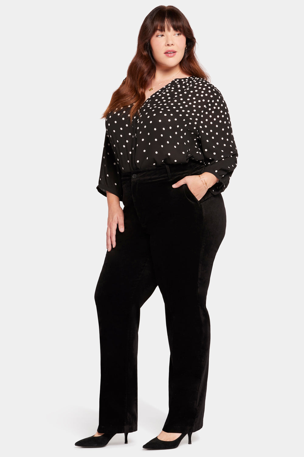 Straight Leg Trouser Pants In Plus Size - Black