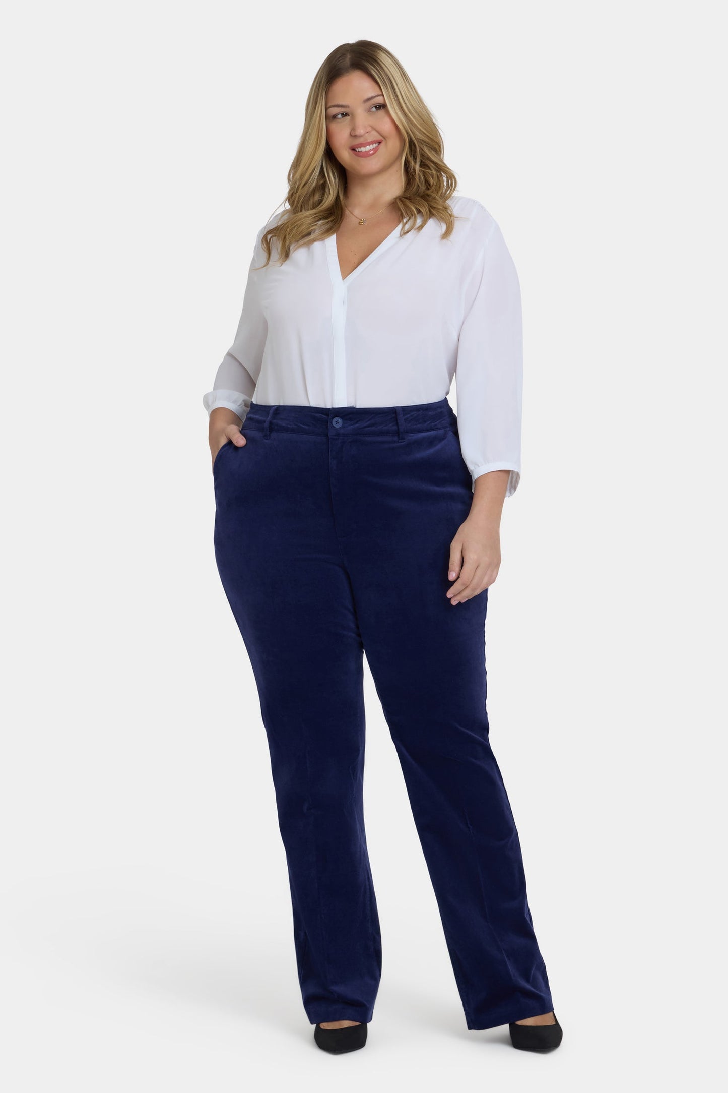 Straight Trouser Pants In Plus Size - Dark Sapphire