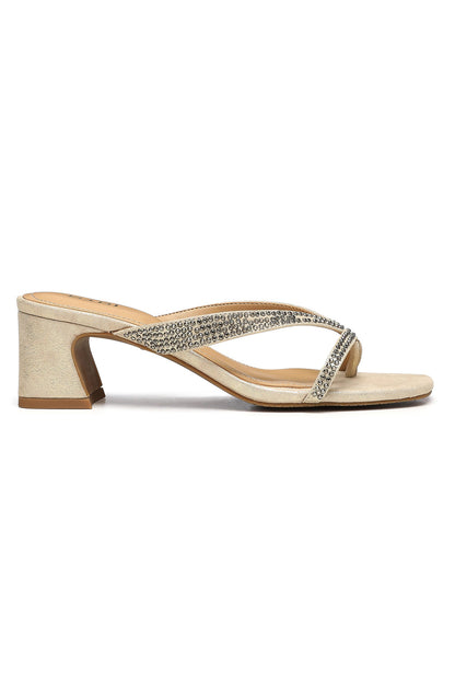 Glynn Block Heel Sandals - Light Gold