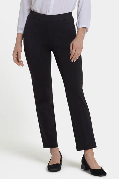 Pull-On Slim Ankle Trouser Pants - Black
