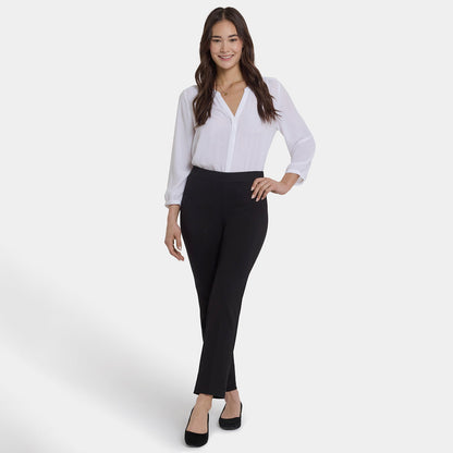 Pull-On Slim Ankle Trouser Pants - Black