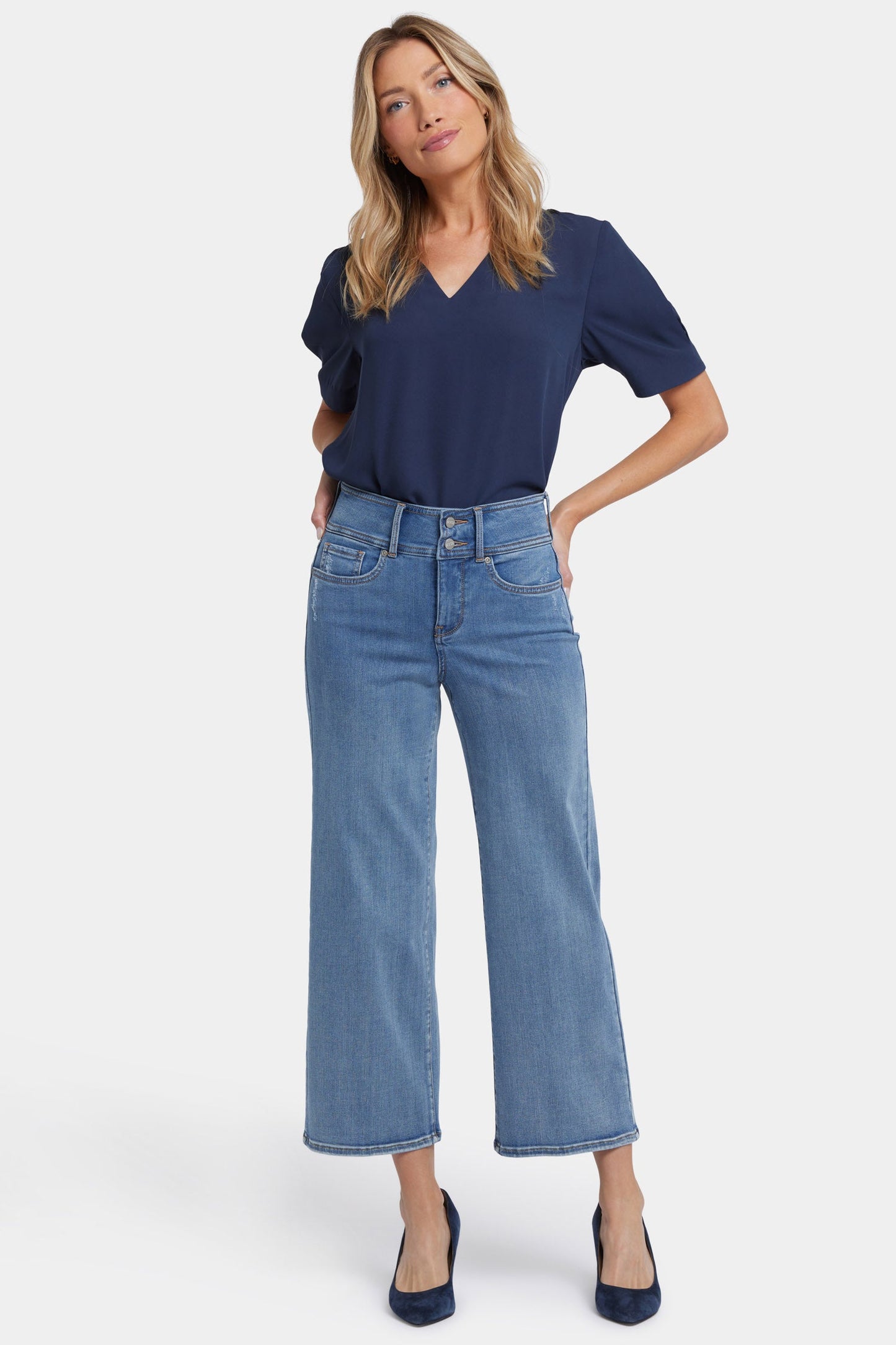 Teresa Wide Leg Ankle Jeans - Minorca Isle