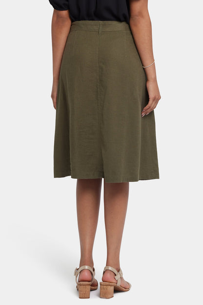 Button Front Midi Skirt - Bay Leaf