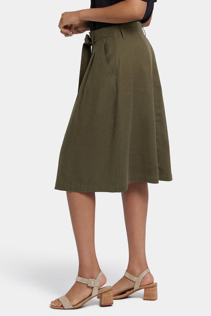 Button Front Midi Skirt - Bay Leaf