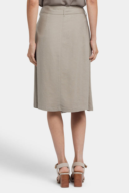 Button Front Midi Skirt - Saddlewood