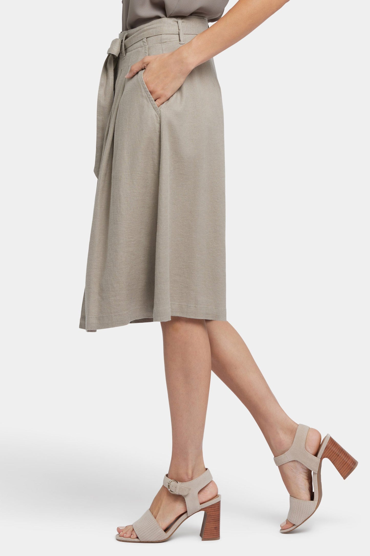 Button Front Midi Skirt - Saddlewood