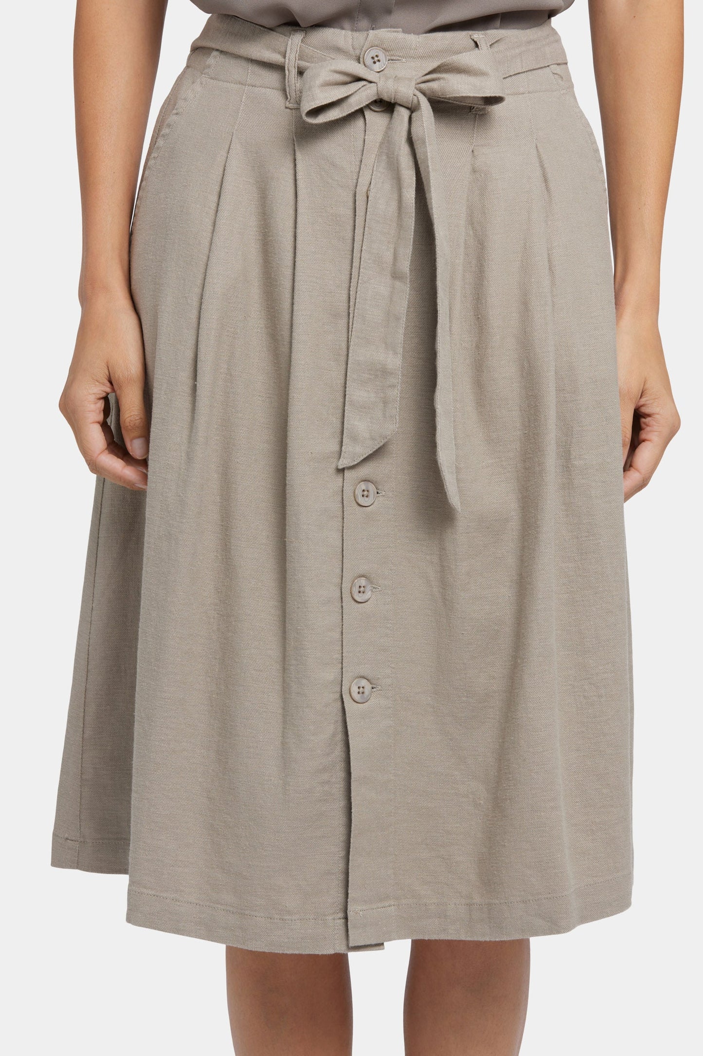 Button Front Midi Skirt - Saddlewood