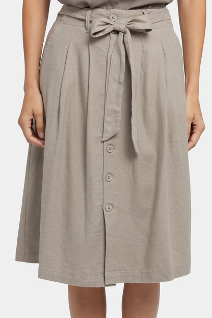 Button Front Midi Skirt - Saddlewood