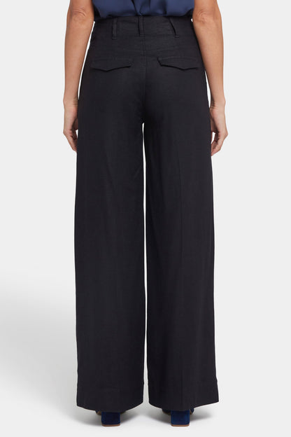 Mona Wide Leg Trouser Pants - Black