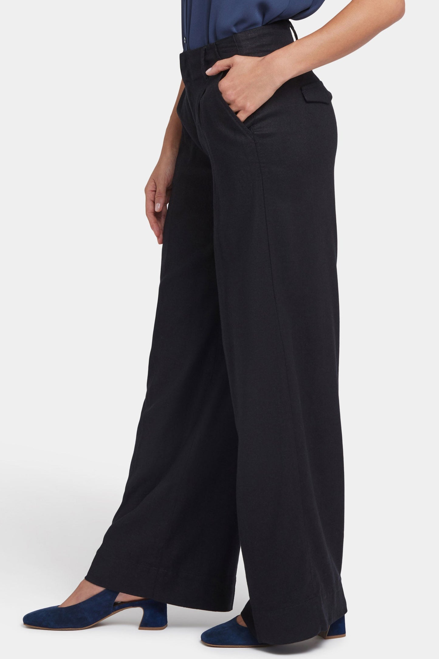 Mona Wide Leg Trouser Pants - Black