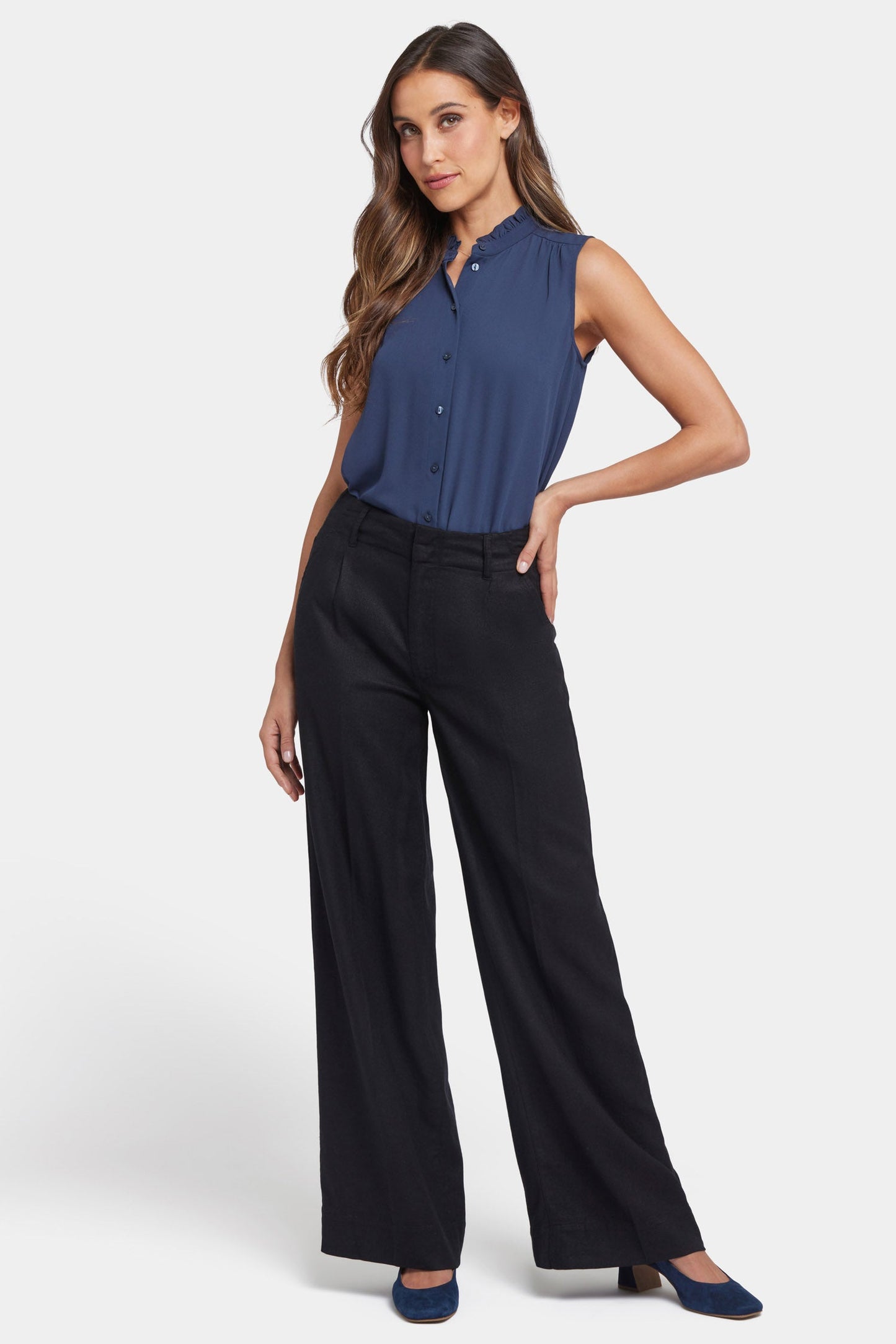 Mona Wide Leg Trouser Pants - Black