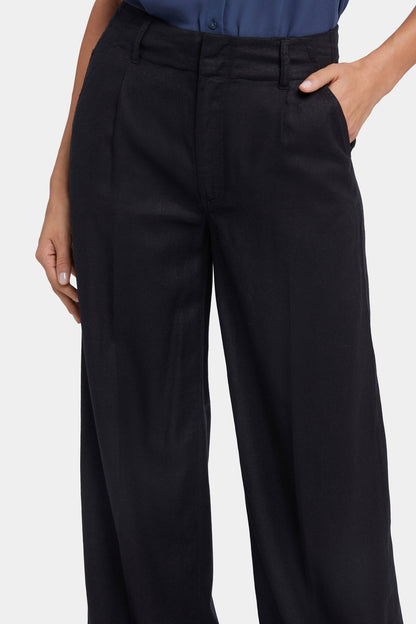 Mona Wide Leg Trouser Pants - Black