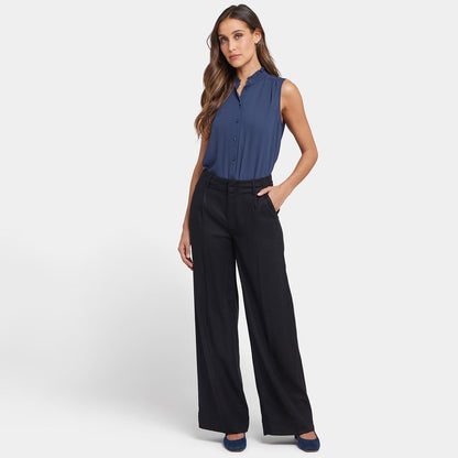 Mona Wide Leg Trouser Pants - Black