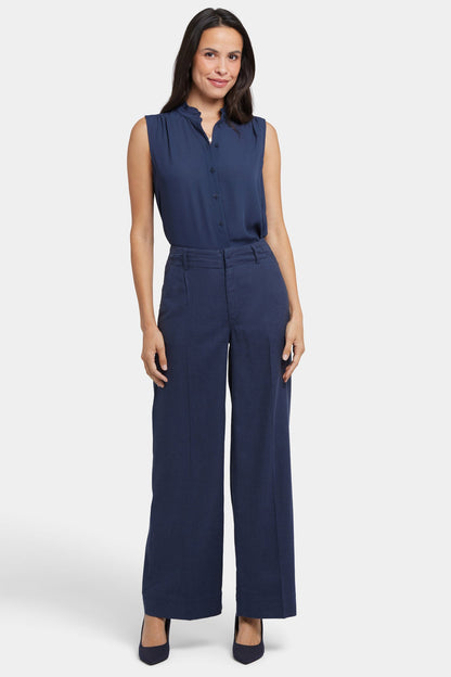 Mona Wide Leg Trouser Pants - Oxford Navy