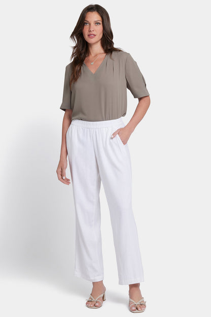 Relaxed Drawstring Pull-On Pants - White
