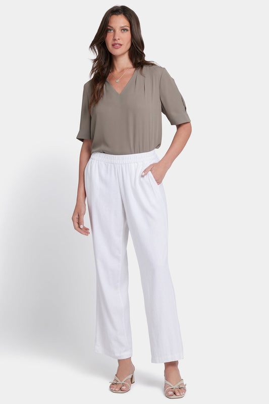 Relaxed Drawstring Pull-On Pants - White