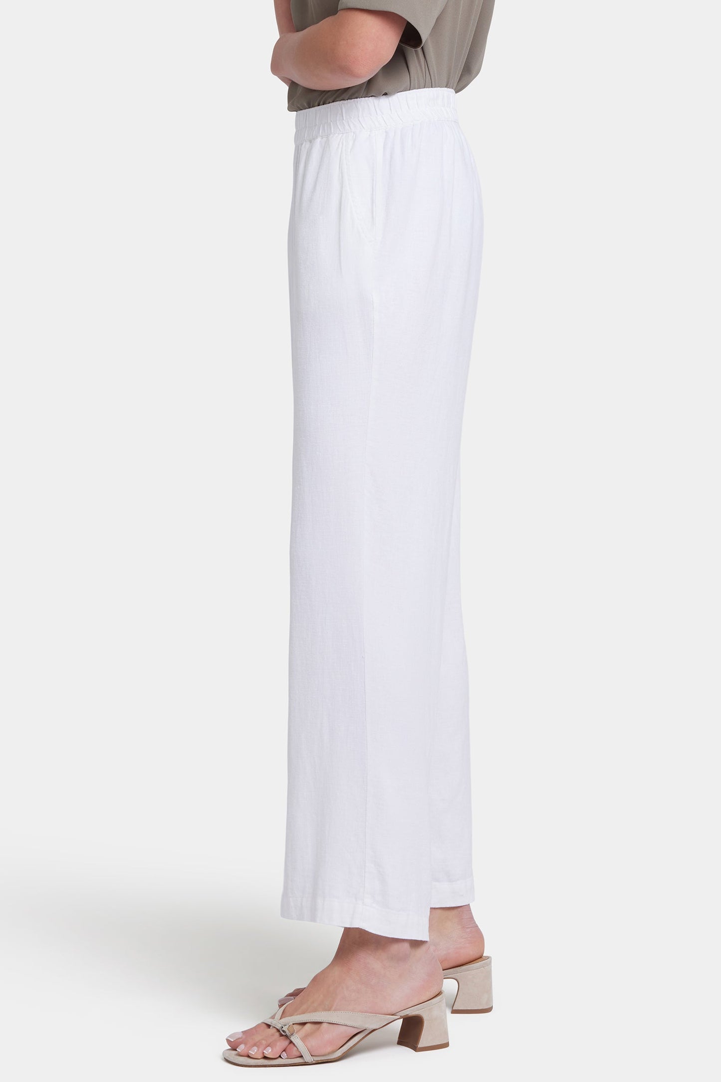 Relaxed Drawstring Pull-On Pants - White