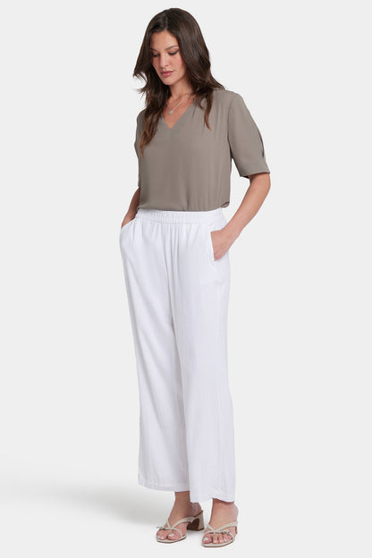 Relaxed Drawstring Pull-On Pants - White