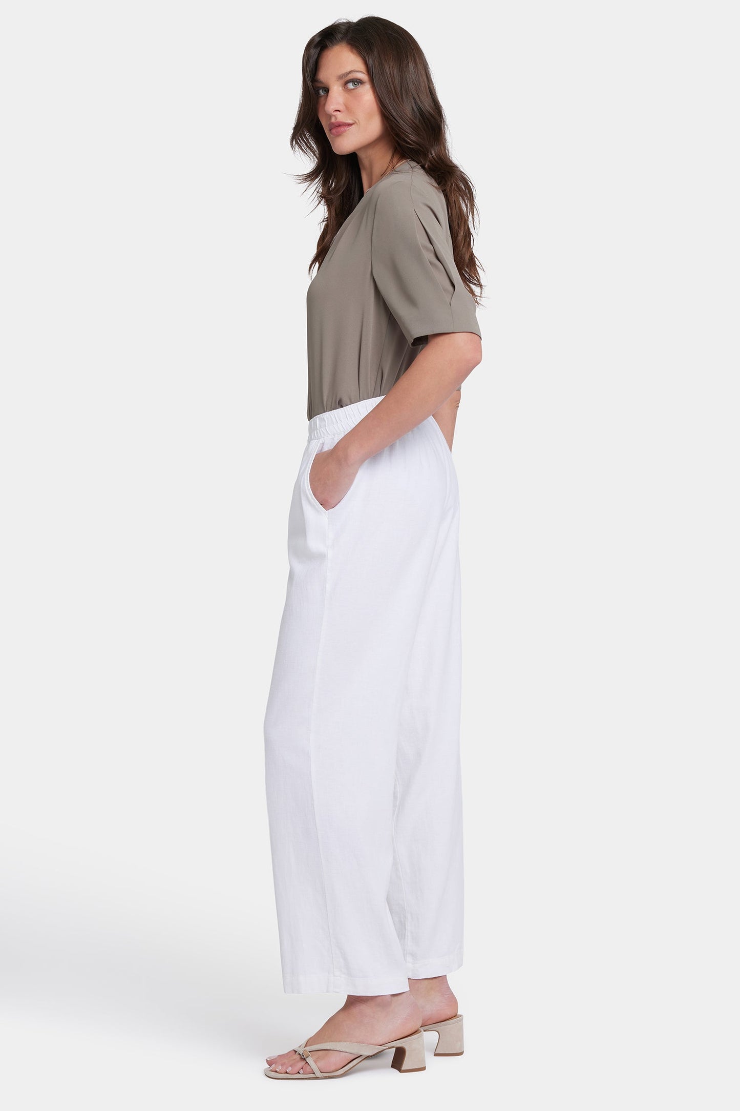 Relaxed Drawstring Pull-On Pants - White