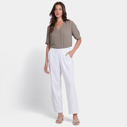 Relaxed Drawstring Pull-On Pants - White