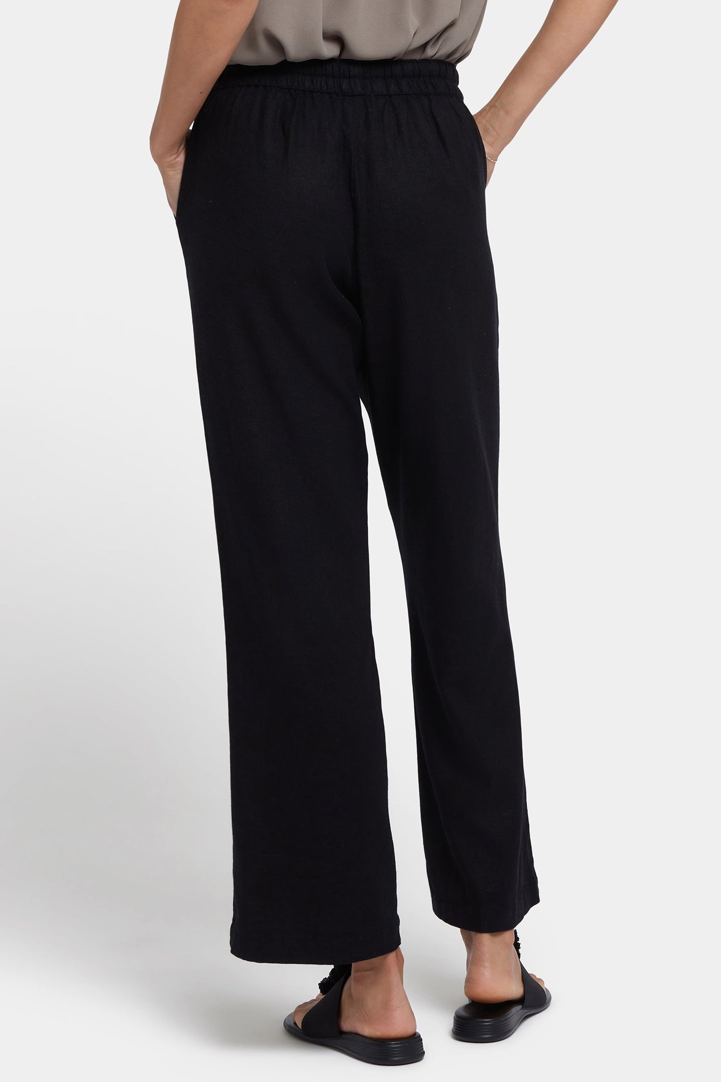 Relaxed Drawstring Pull-On Pants - Black