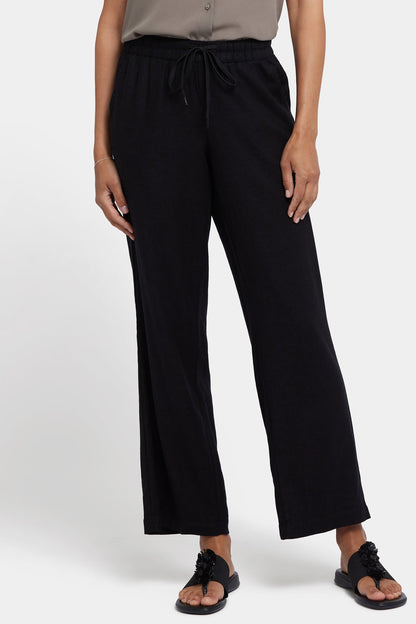 Relaxed Drawstring Pull-On Pants - Black