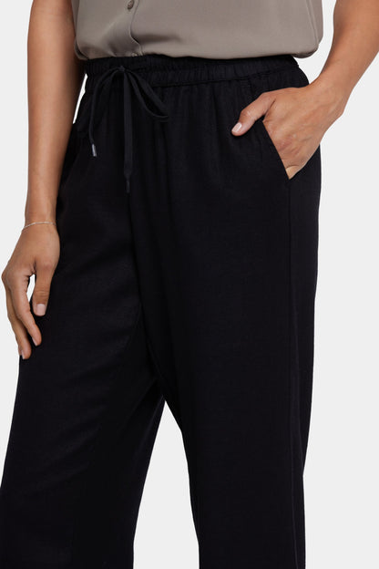 Relaxed Drawstring Pull-On Pants - Black