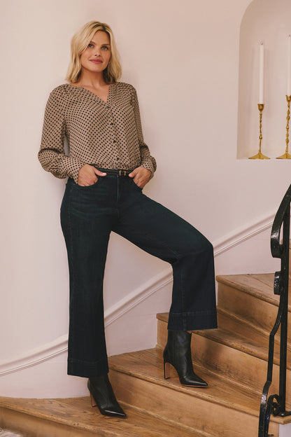 Teresa Wide Leg Ankle Jeans - Obsidian Blue