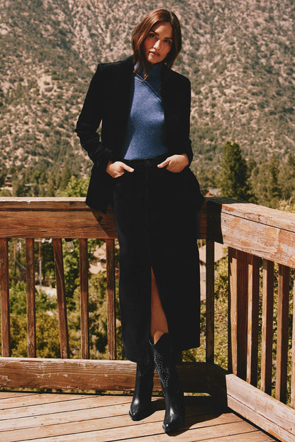 High Rise Long Skirt - Black