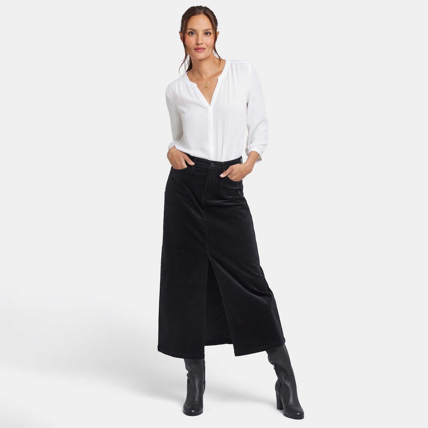 High Rise Long Skirt - Black