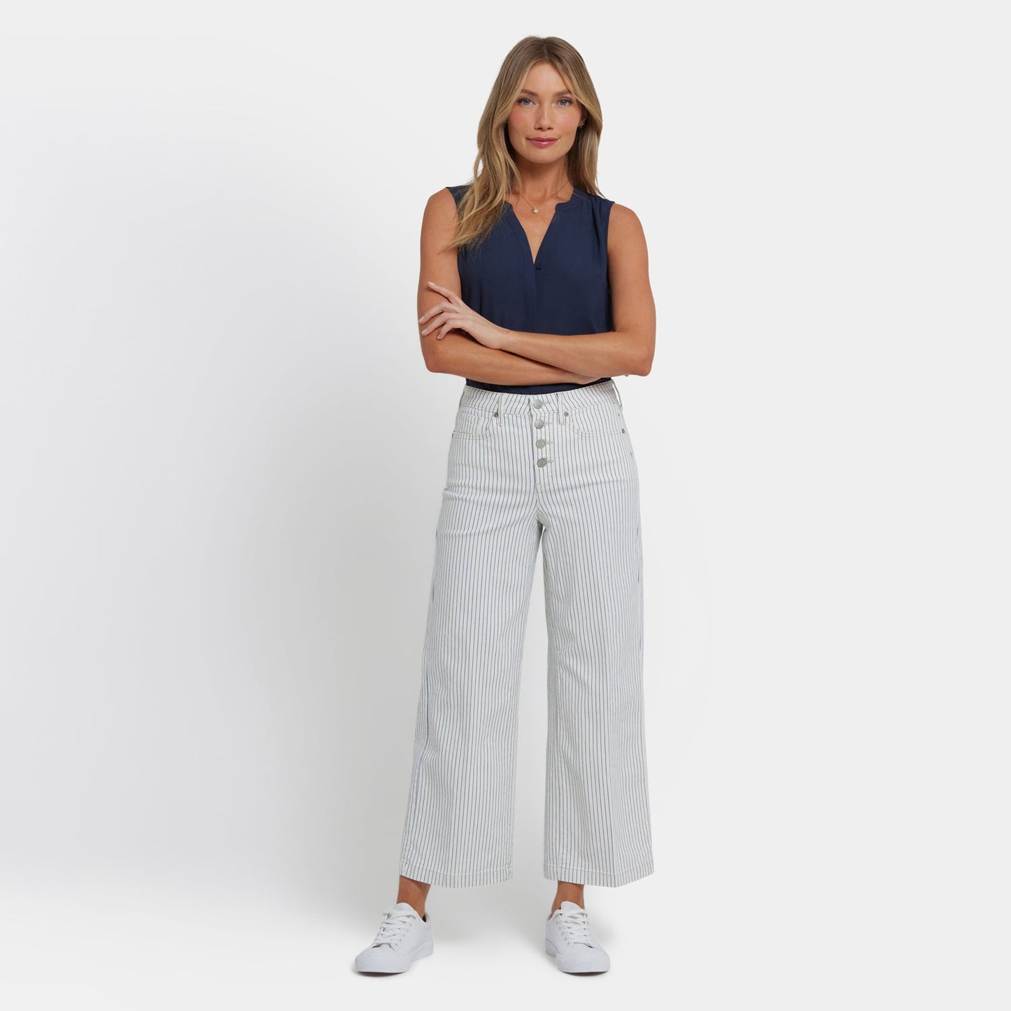 Teresa Wide Leg Ankle Jeans - Palencia Stripe