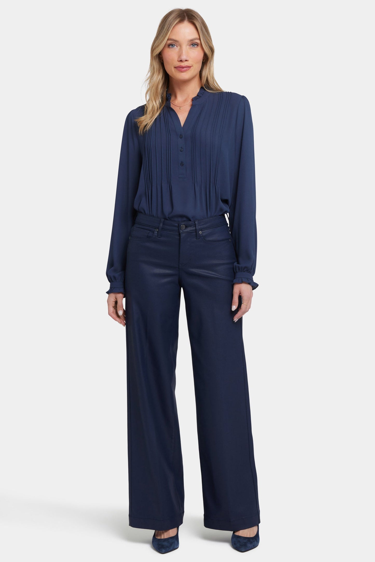 Coated Teresa Wide Leg Jeans - Starless Sky Coated