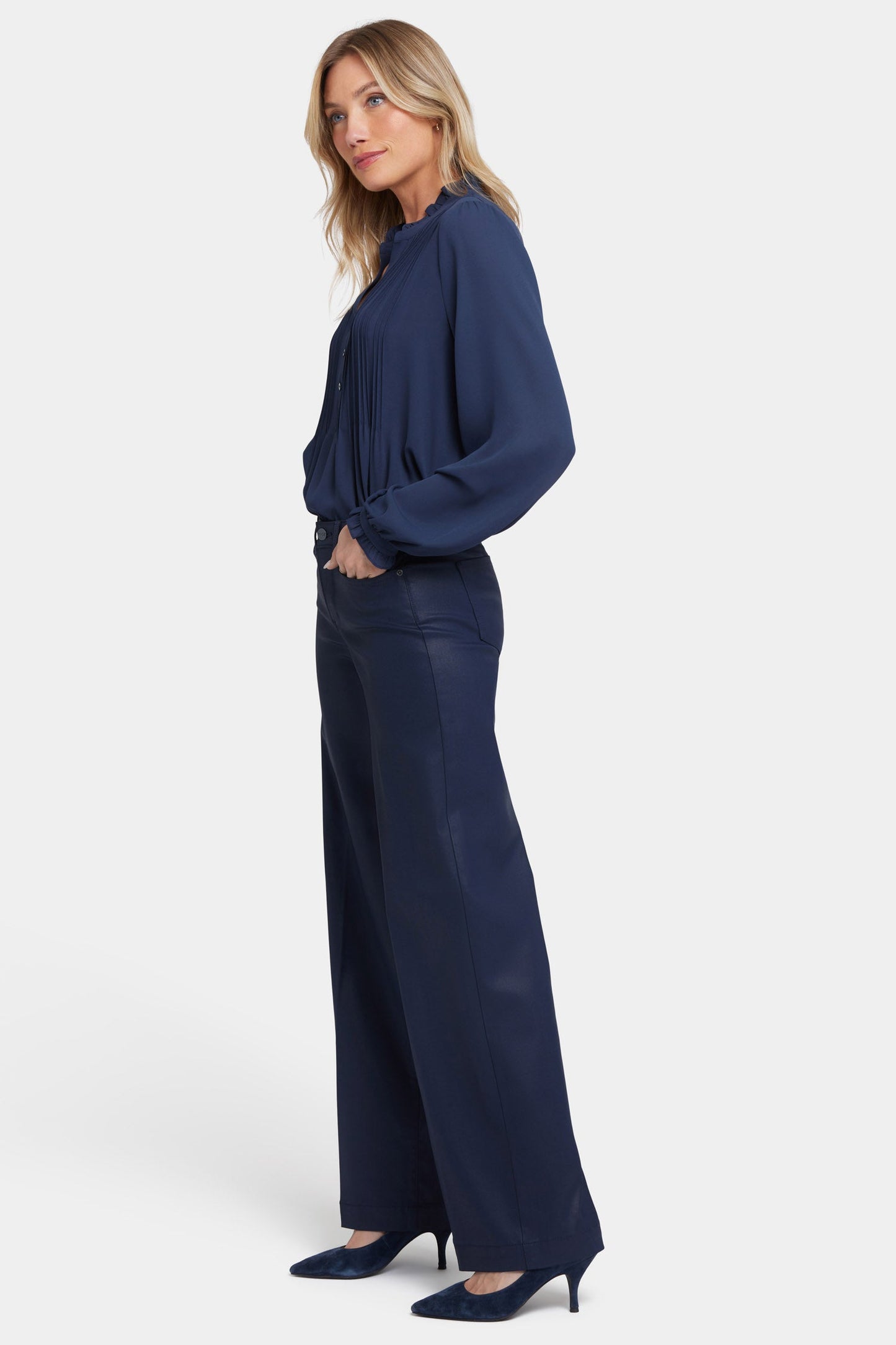 Coated Teresa Wide Leg Jeans - Starless Sky Coated