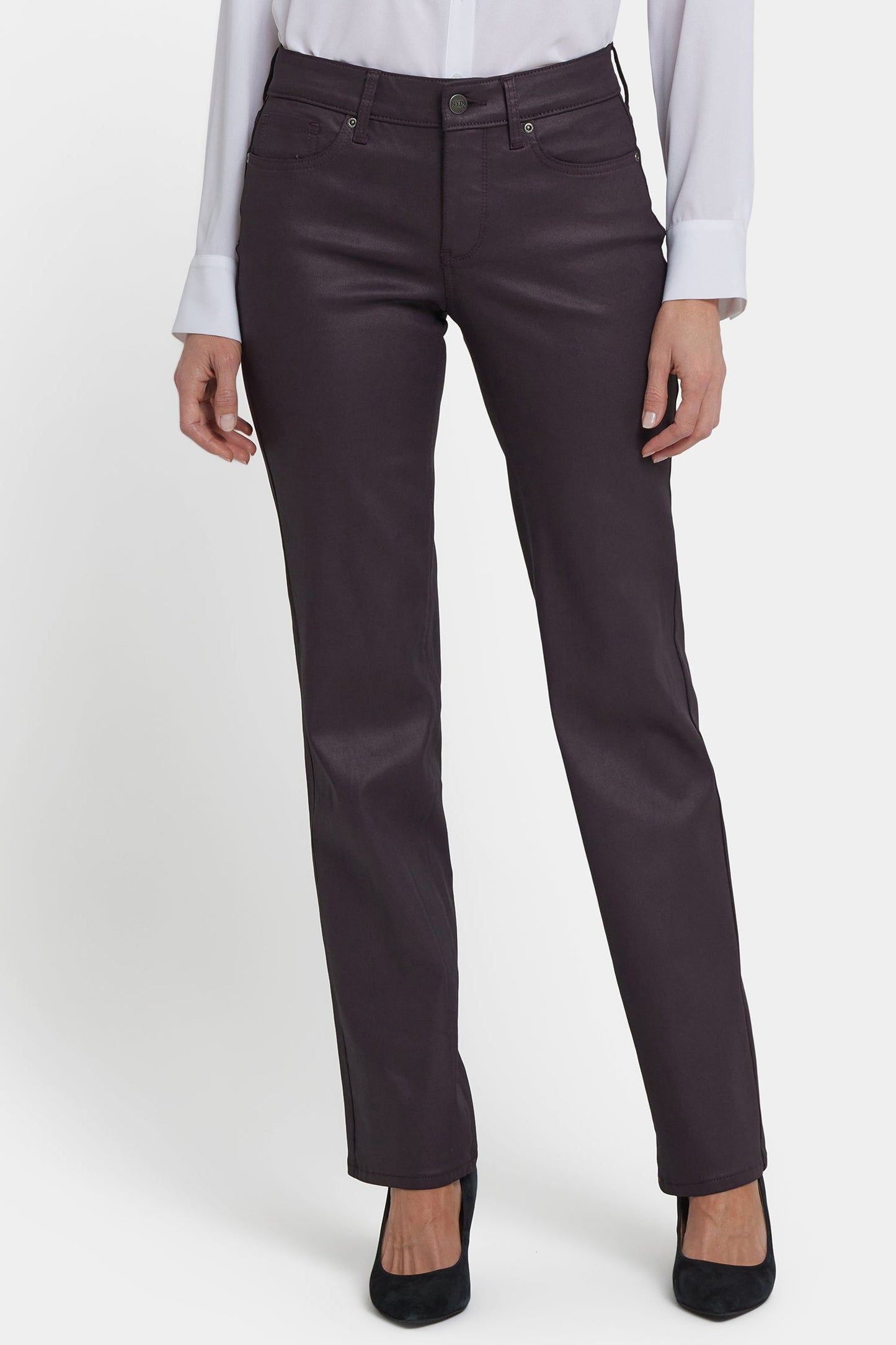 Coated Marilyn Straight Jeans - Fig Coated