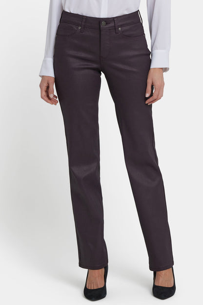 Coated Marilyn Straight Jeans - Fig Coated