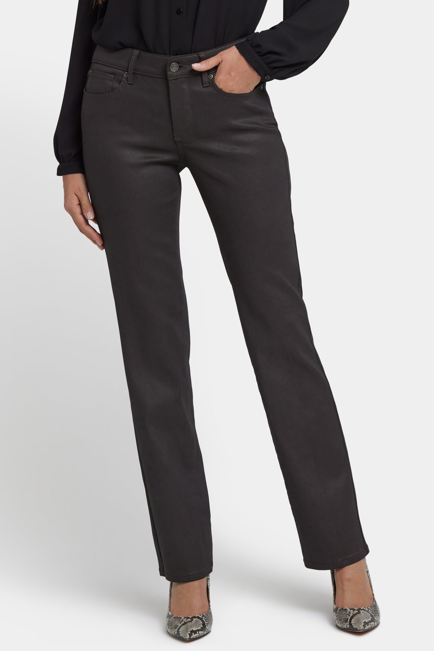 Coated Marilyn Straight Jeans - Vintage Barnwood Coated