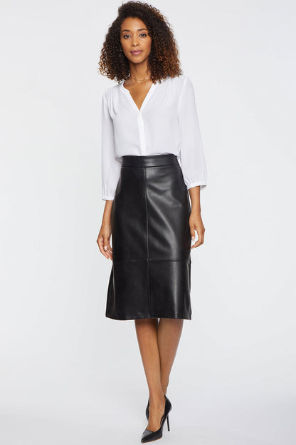 Faux Leather A-Line Skirt - Black