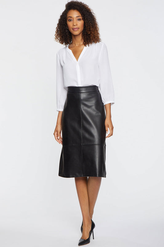 Faux Leather A-Line Skirt - Black