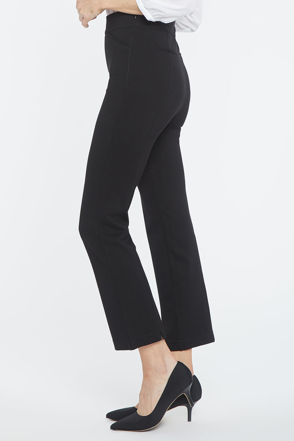 Pull-On Straight Crop Pants - Black