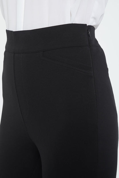 Pull-On Straight Crop Pants - Black