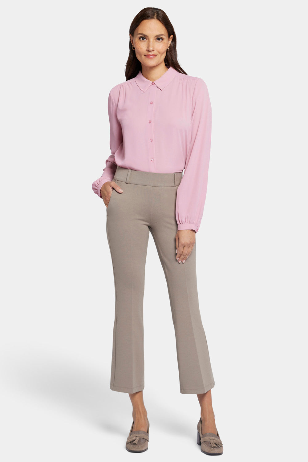 Pull-On Flared Ankle Trouser Pants - Saddlewood