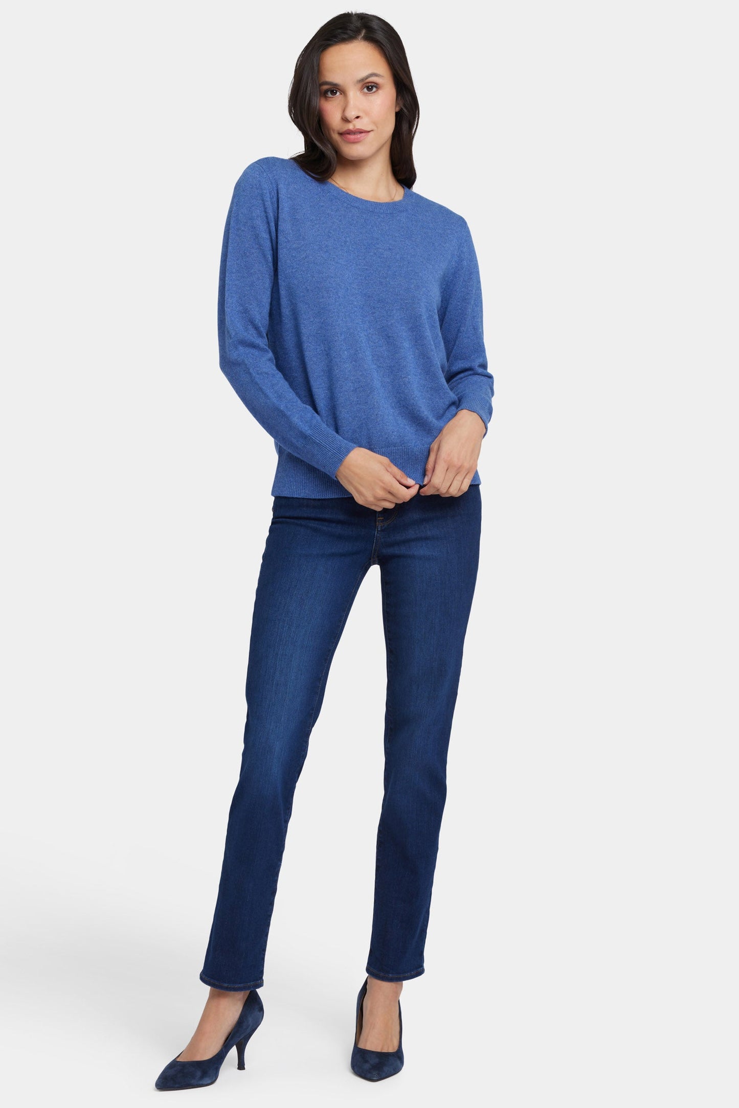 Cashmere Essential Crewneck Sweater - Heather Blue