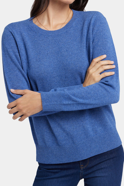 Cashmere Essential Crewneck Sweater - Heather Blue