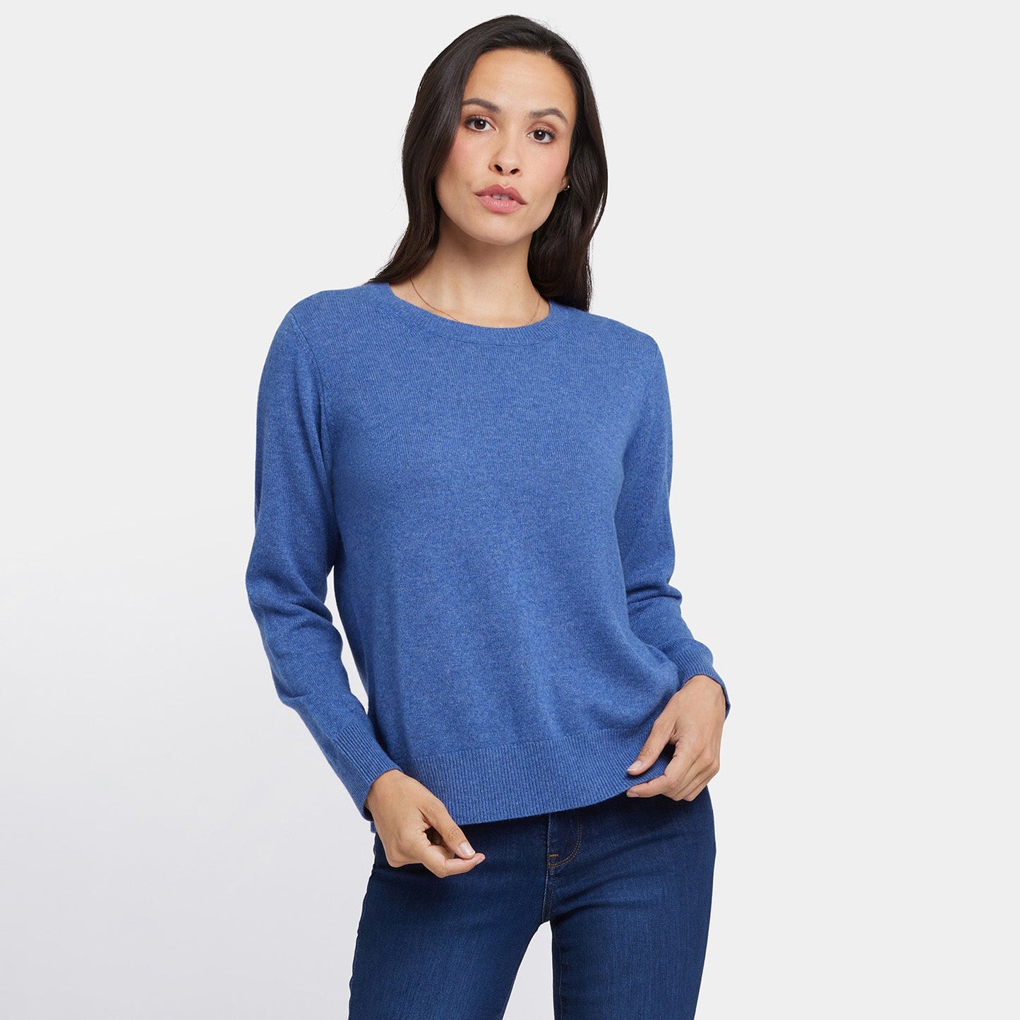 Cashmere Essential Crewneck Sweater - Heather Blue