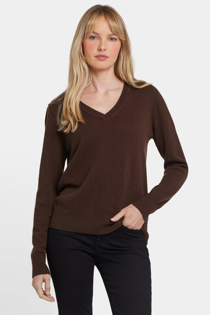 Cashmere Classic V-Neck Sweater - Brown
