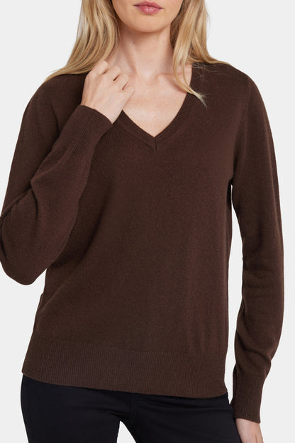 Cashmere Classic V-Neck Sweater - Brown
