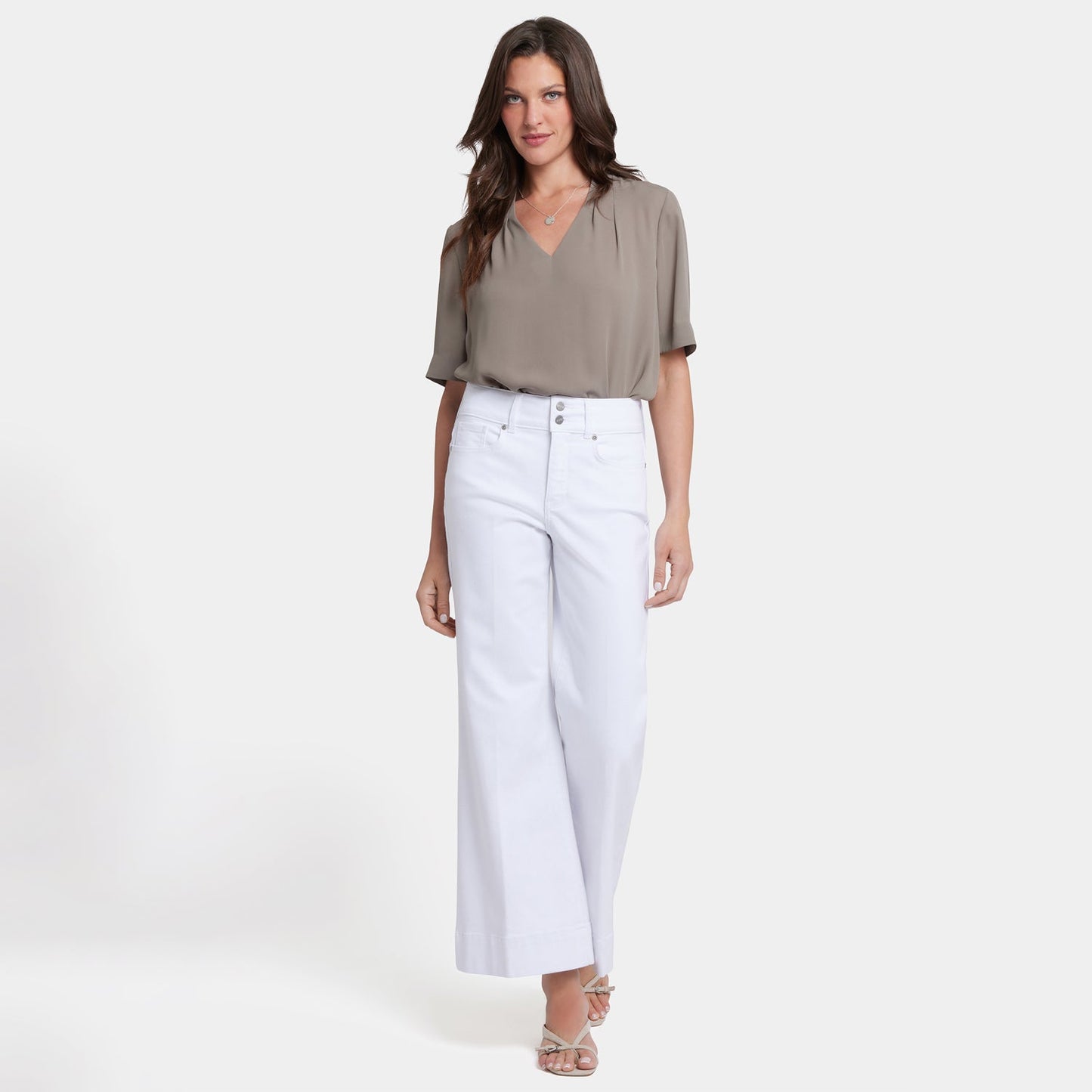 Mia Palazzo Ankle Jeans - Optic White